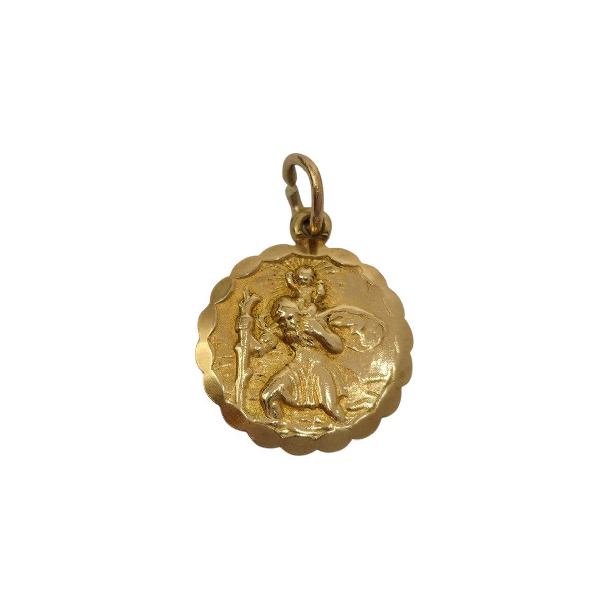 Georg Jensen 9ct 375 Yellow Gold St Christopher Charm 1965 L 1.4 cm 2.2 g.