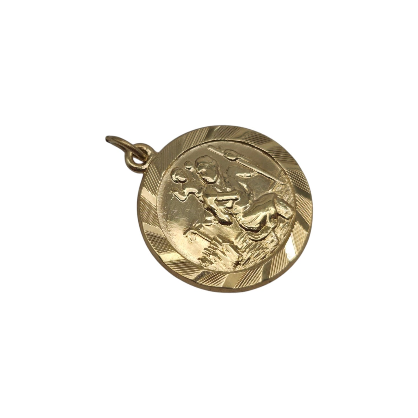 9ct 375 Yellow Gold St Christopher Charm 1979 L 1.5 cm 1.7 g.