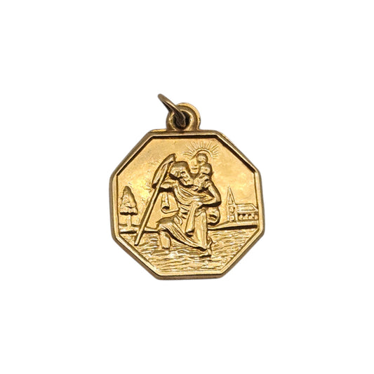 9ct 375 Yellow Gold St Christopher Charm 1964 L 1.6 cm 1.1 g.