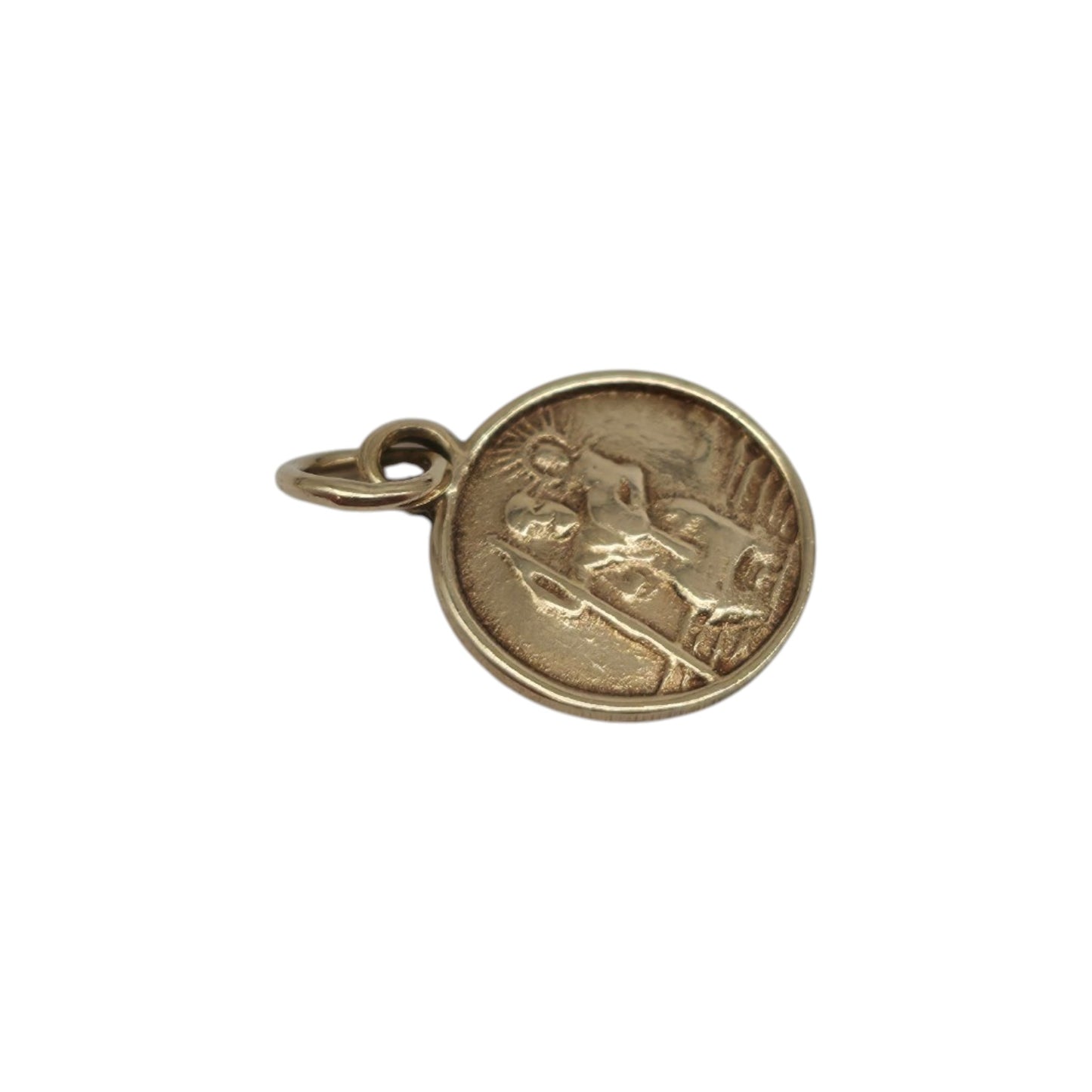 Petite 9ct 375 Yellow Gold St Christopher Charm 1980 L 0.7 cm 0.3 g.