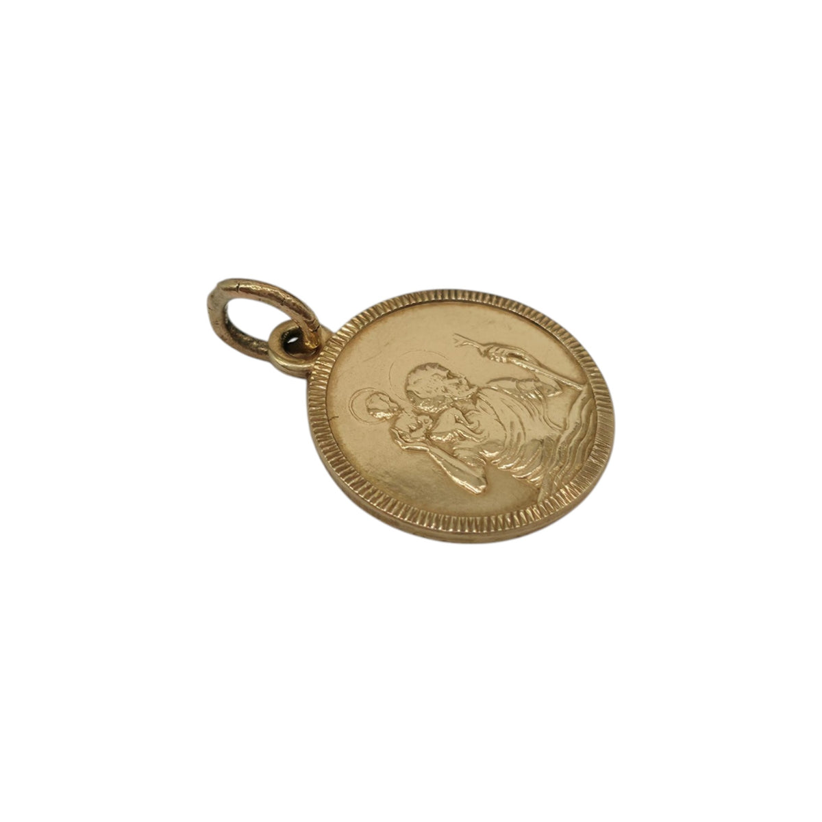 9ct 375 Yellow Gold St Christopher Charm 1981 L 1.3 cm 1.3 g.