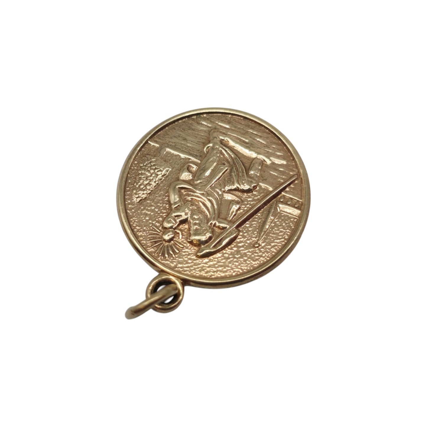 9K 375 ローズ＆イエローゴールド 聖クリストファー チャーム 1964年製 長さ1.7cm 2.3g