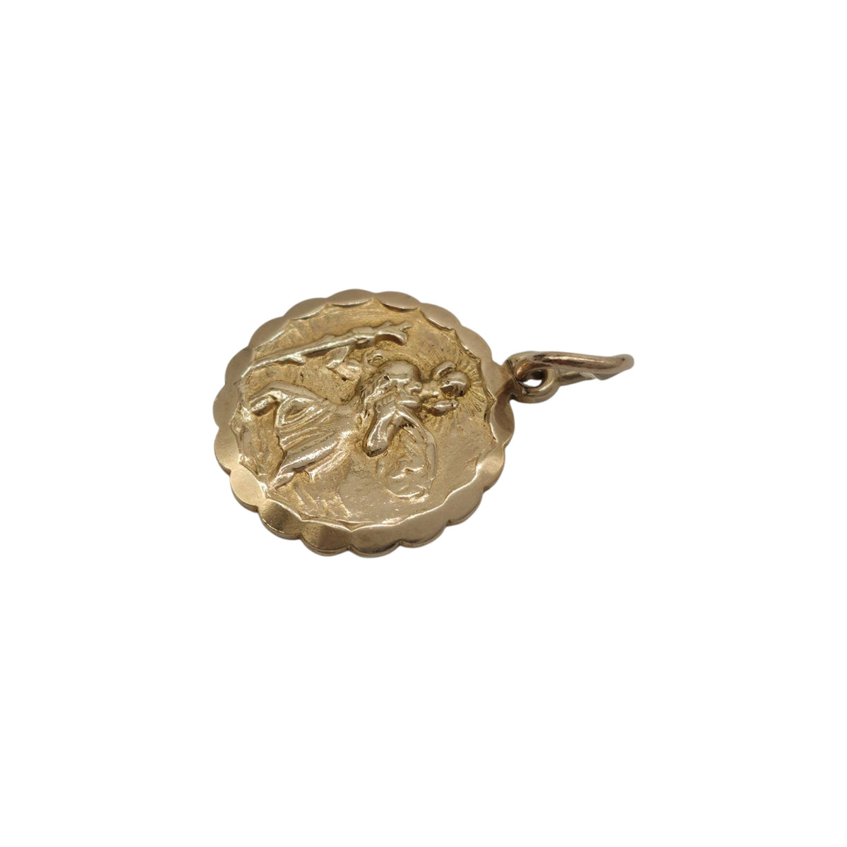Georg Jensen 9ct 375 Yellow Gold St Christopher Charm 1965 L 1.4 cm 2.2 g.