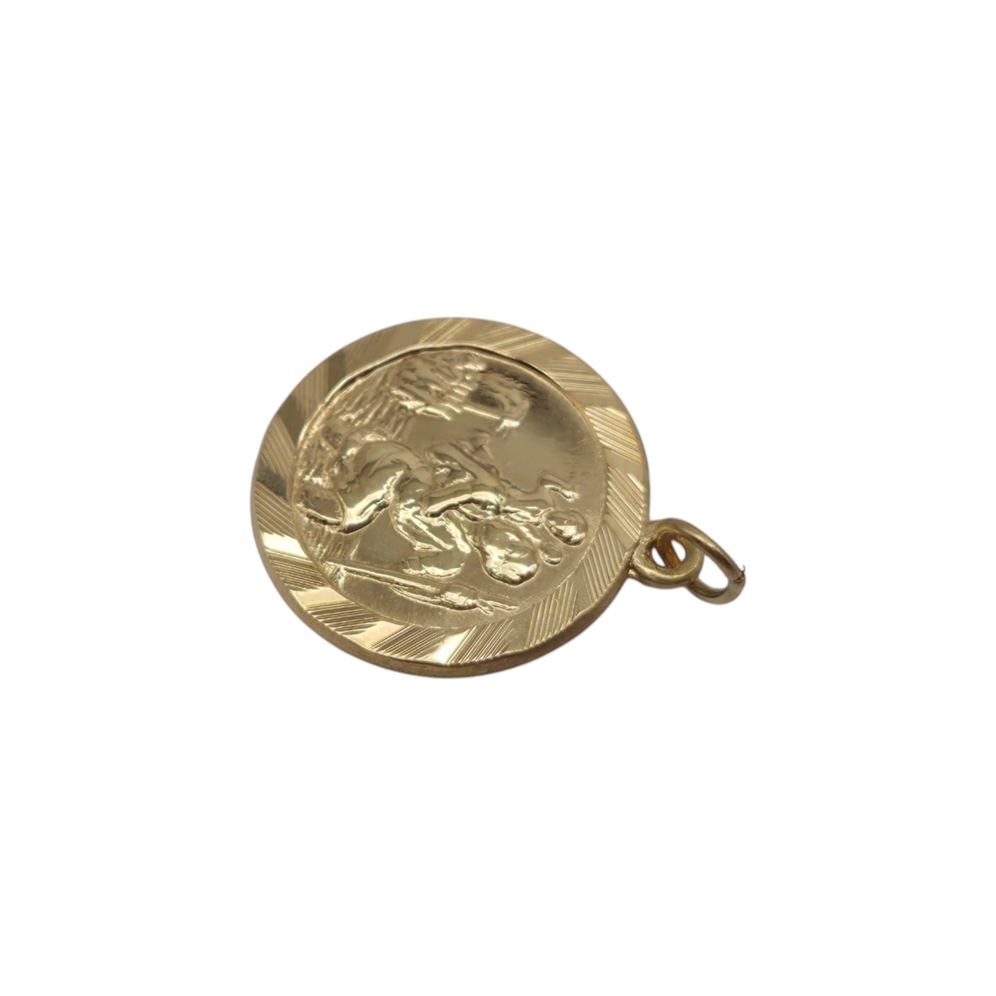9ct 375 Yellow Gold St Christopher Charm 1979 L 1.5 cm 1.7 g.