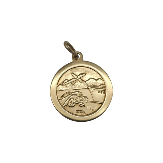 9ct 375 Yellow Gold St Christopher Charm L 1.6 cm 2.2 g.