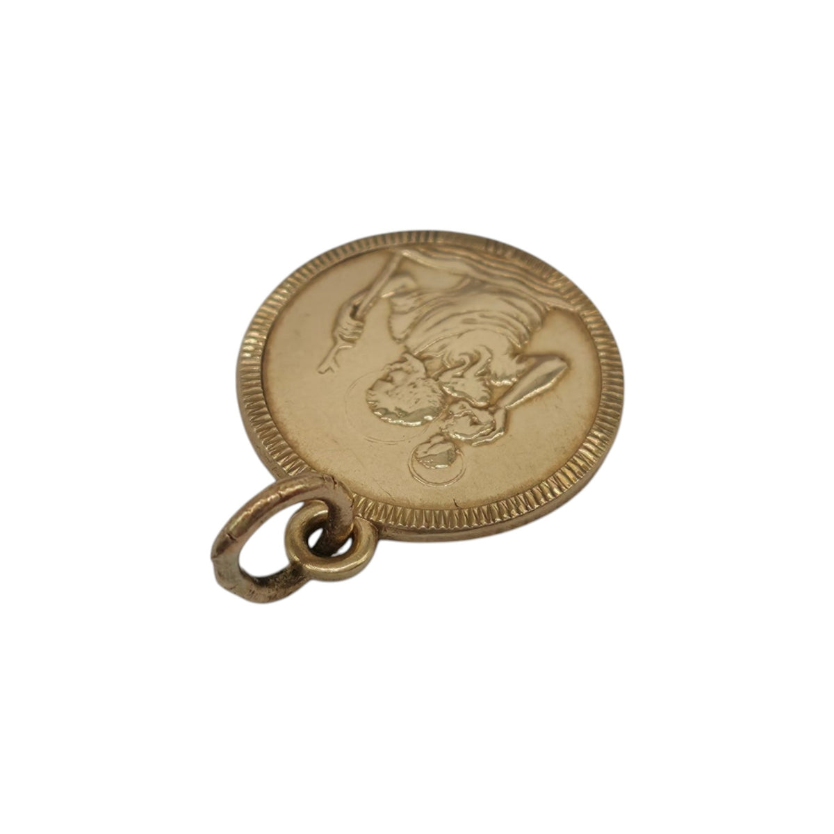 9ct 375 Yellow Gold St Christopher Charm 1981 L 1.3 cm 1.3 g.