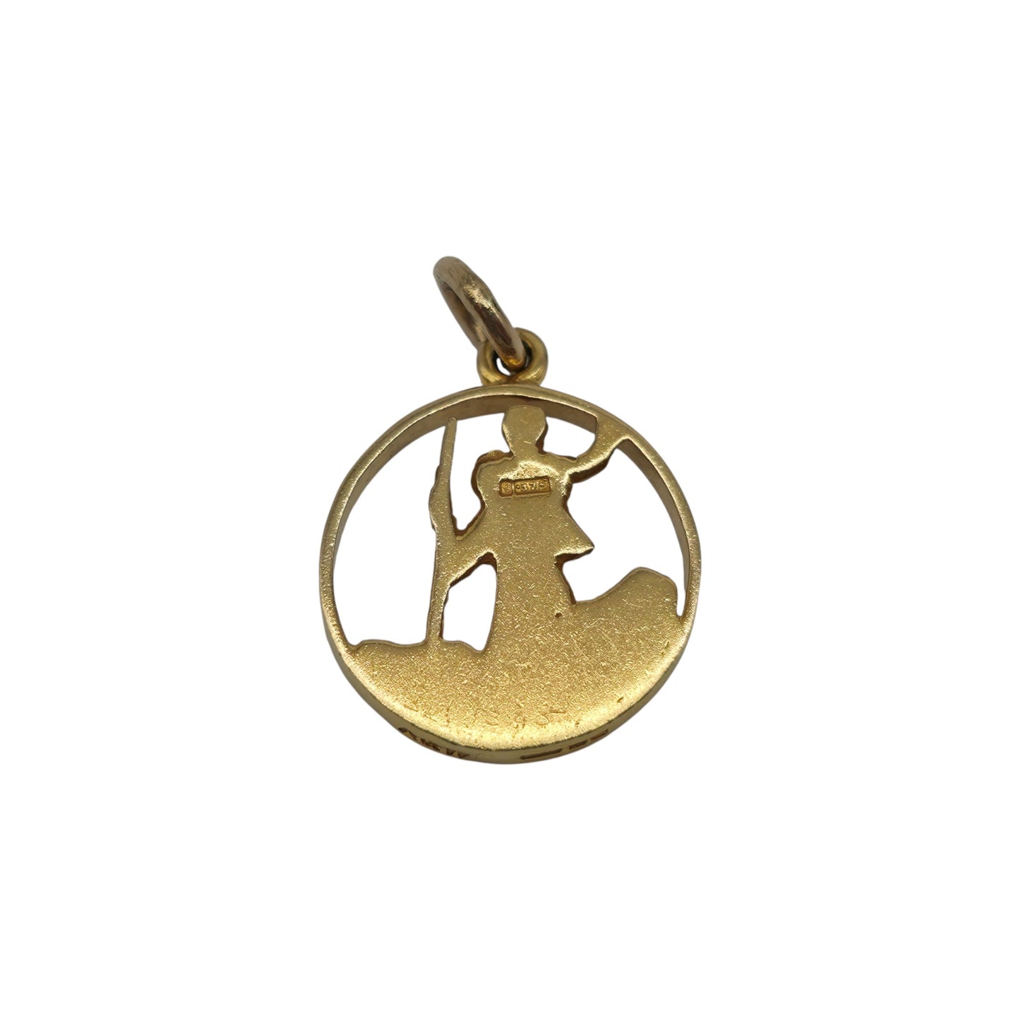 9ct 375 Yellow Gold St Christopher Charm 1965 L 1.5 cm 1.7 g.