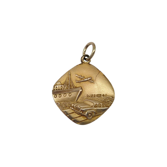 Georg Jensen 9ct 375 Yellow Gold St Christopher Charm 1968 L 1.6 cm 3.1 g.