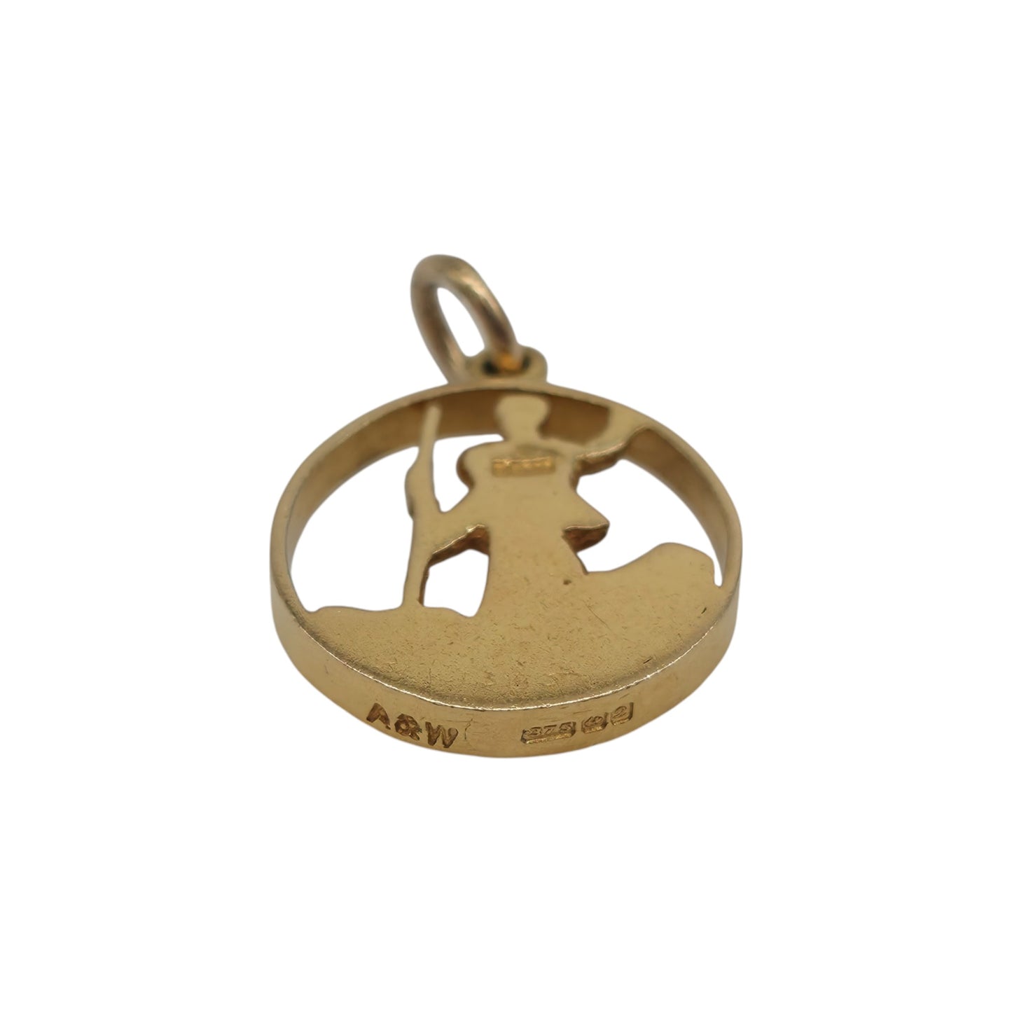 9ct 375 Yellow Gold St Christopher Charm 1965 L 1.5 cm 1.7 g.