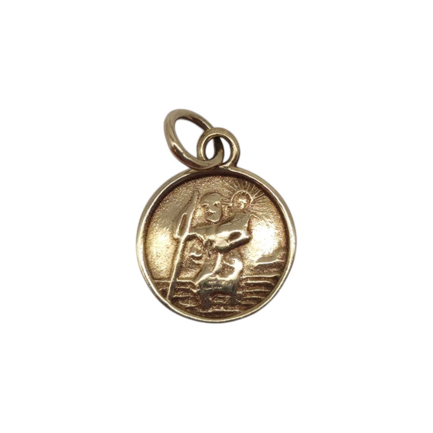 Petite 9ct 375 Yellow Gold St Christopher Charm 1980 L 0.7 cm 0.3 g.