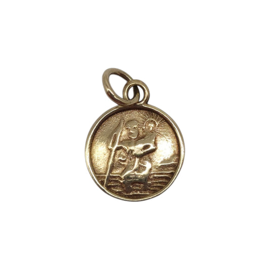 Petite 9ct 375 Yellow Gold St Christopher Charm 1980 L 0.7 cm 0.3 g.