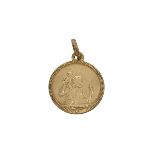 9ct 375 Yellow Gold St Christopher Charm 1981 L 1.3 cm 1.3 g.