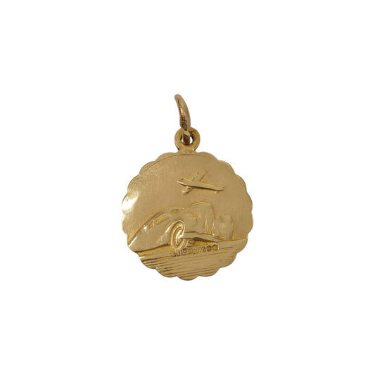 Georg Jensen 9ct 375 Yellow Gold St Christopher Charm 1965 L 1.4 cm 2.2 g.