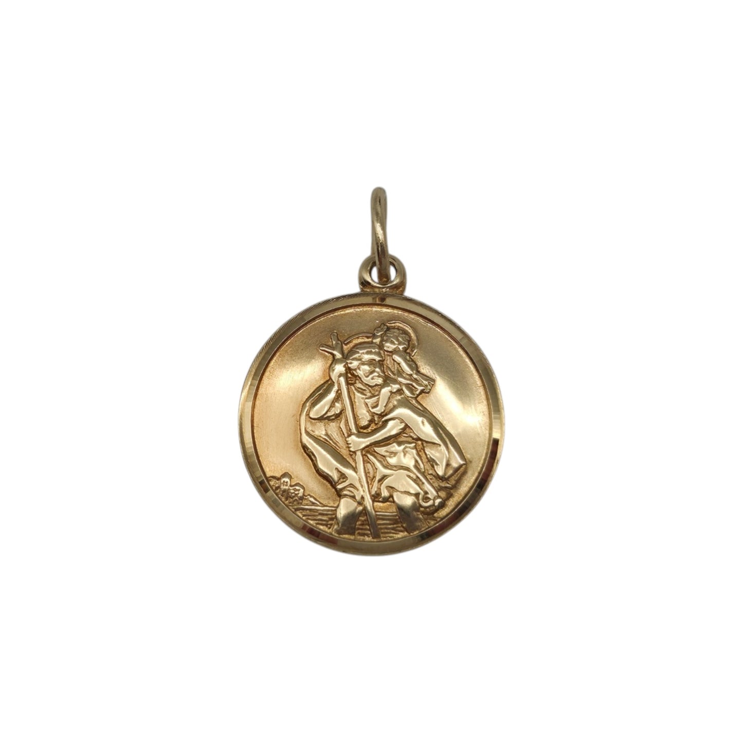 9ct 375 Yellow Gold St Christopher Charm L 1.6 cm 2.2 g.