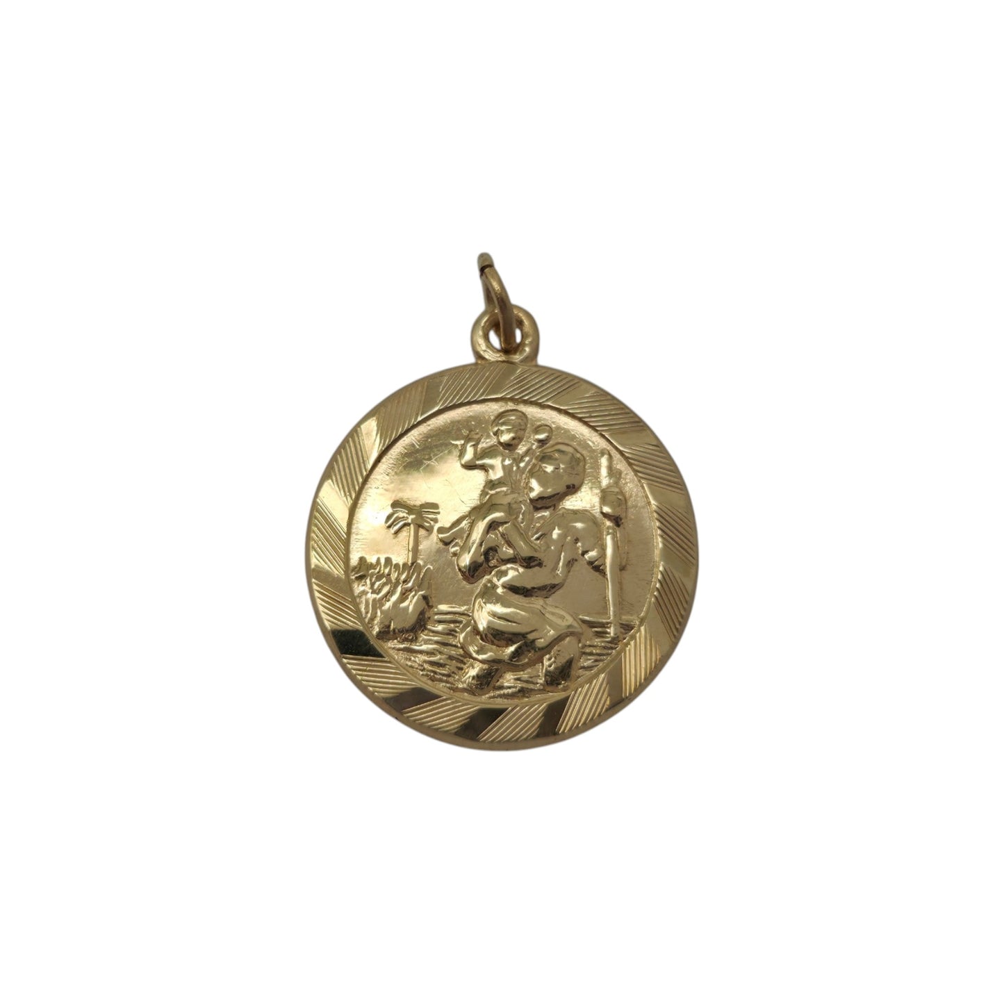 9ct 375 Yellow Gold St Christopher Charm 1979 L 1.5 cm 1.7 g.
