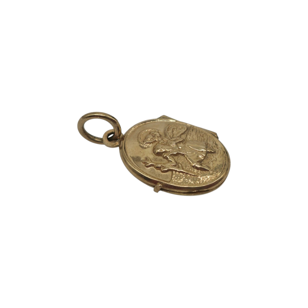 9ct Yellow Gold St Christopher Photo Locket Charm Pendant L 1.3 cm 0.8 g.