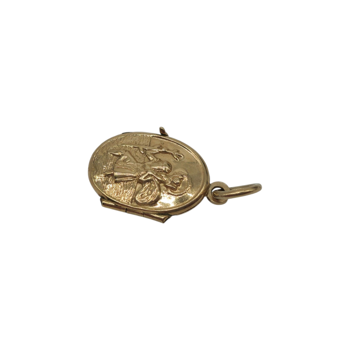9ct Yellow Gold St Christopher Photo Locket Charm Pendant L 1.3 cm 0.8 g.