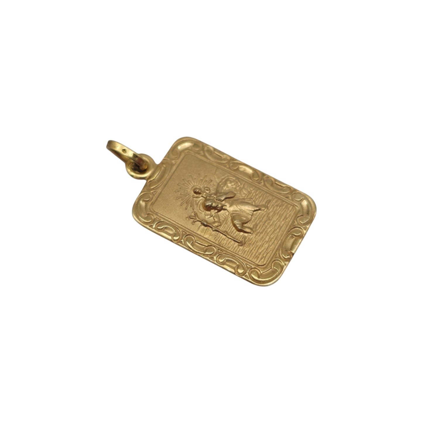 9ct 375 Yellow Gold St Christopher Pendant 1984 L 2.0 cm 2.0 g.