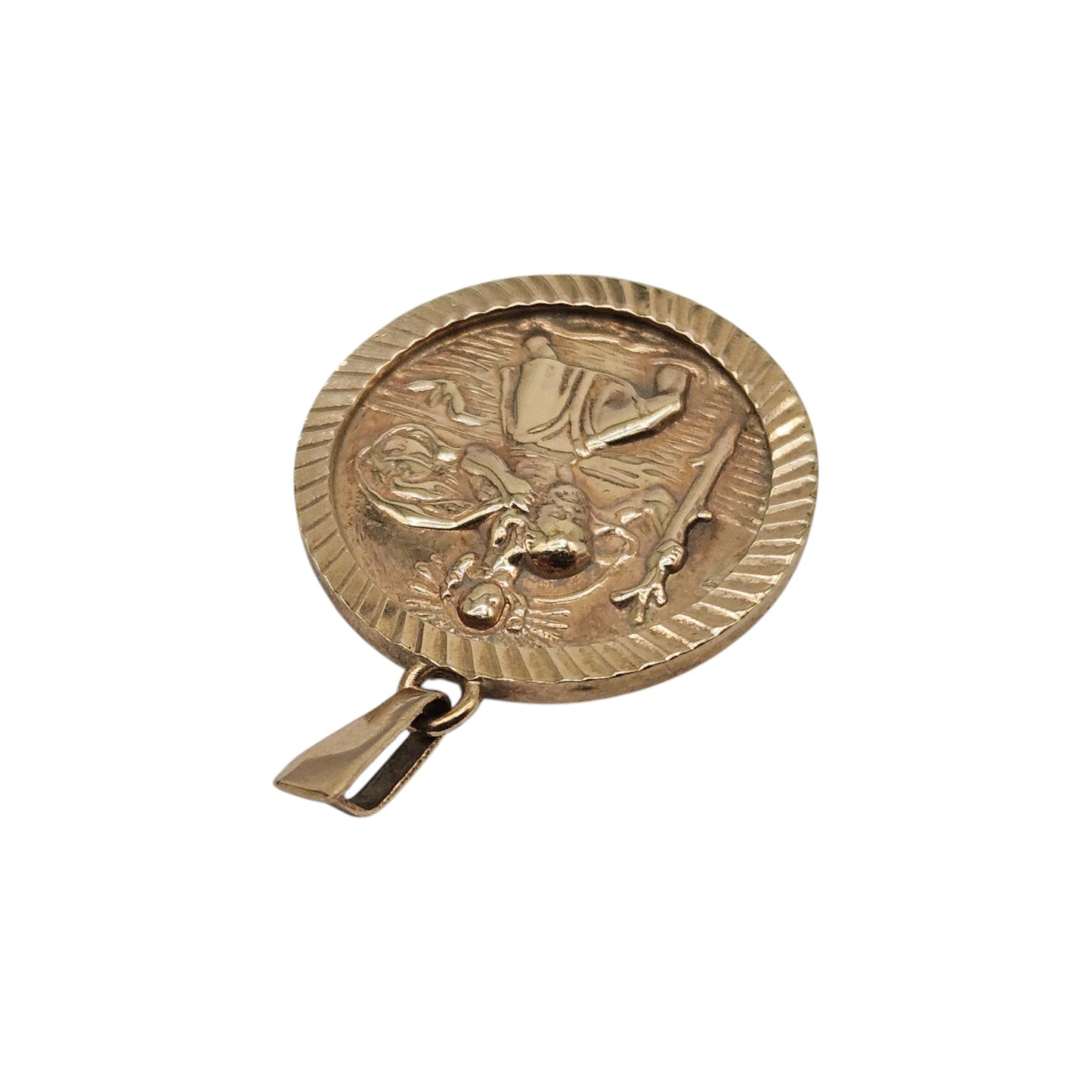 9ct 375 Yellow Gold St Christopher Pendant 1973 L 1.8 cm 2.5 g.