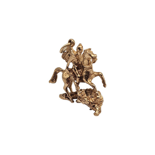 9ct Yellow Gold St. George & The Dragon Charm c.1960's L 2.0 cm 5.2 g.