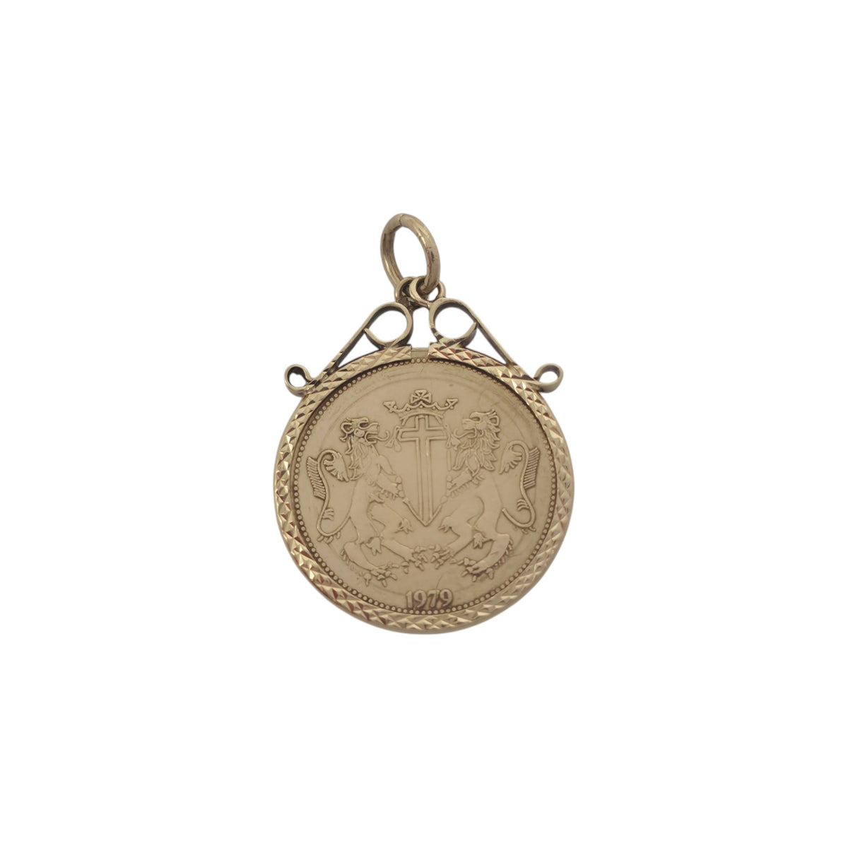 9ct 375 Yellow Gold St George Medallion Pendant 1992 L 2.3 cm 3.5 g.