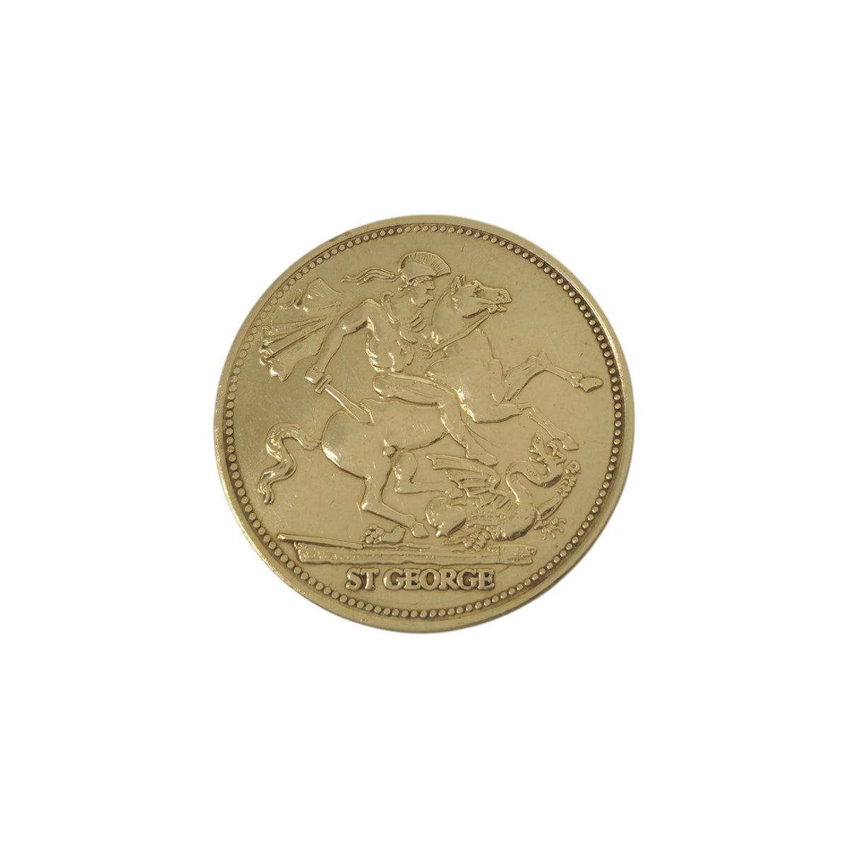 9ct 375 Yellow Gold St George Medallion Pendant 1992 L 2.3 cm 3.5 g.