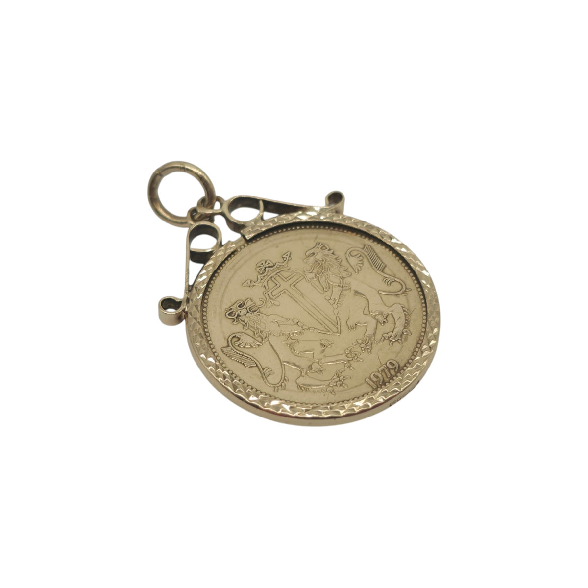 9ct 375 Yellow Gold St George Medallion Pendant 1992 L 2.3 cm 3.5 g.