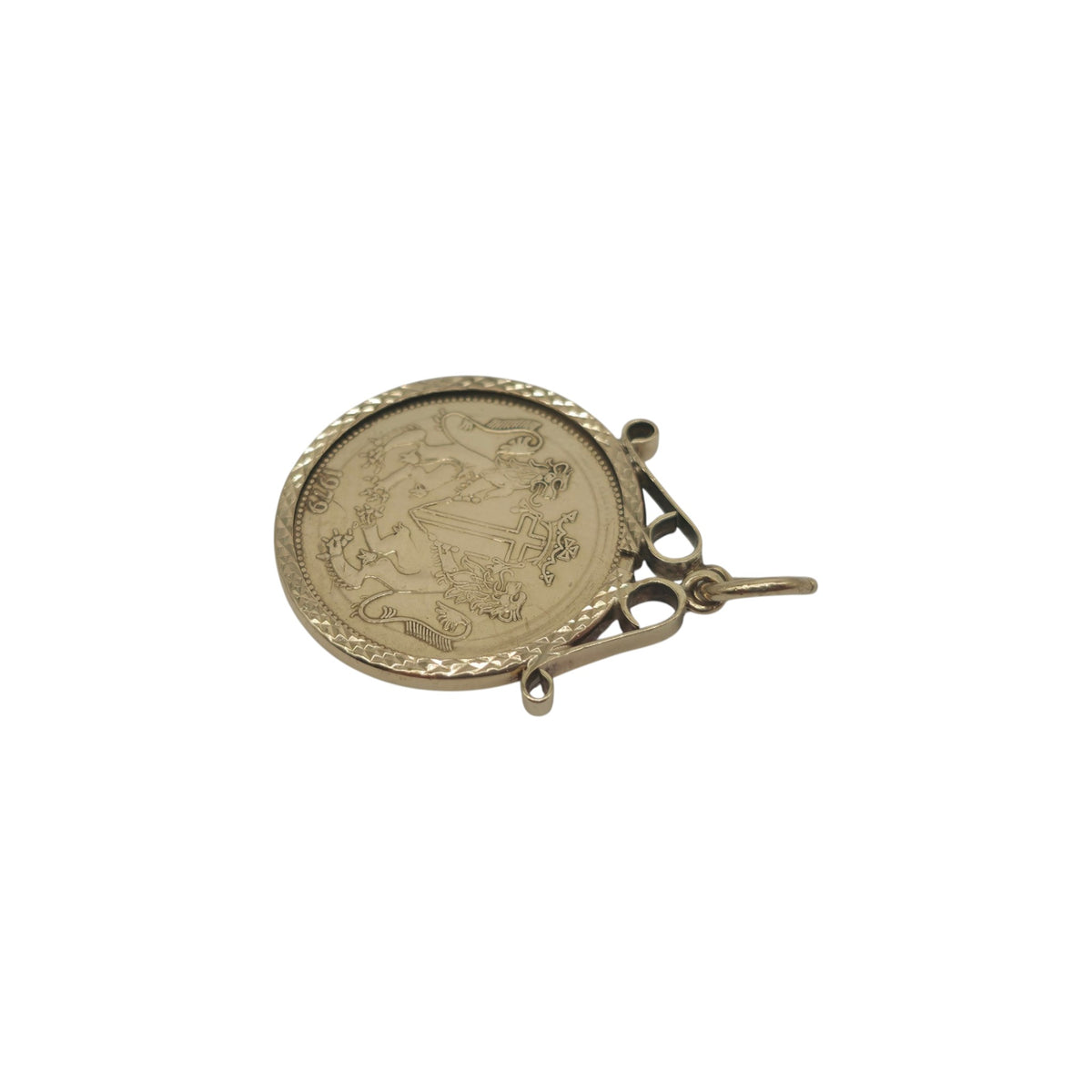 9ct 375 Yellow Gold St George Medallion Pendant 1992 L 2.3 cm 3.5 g.