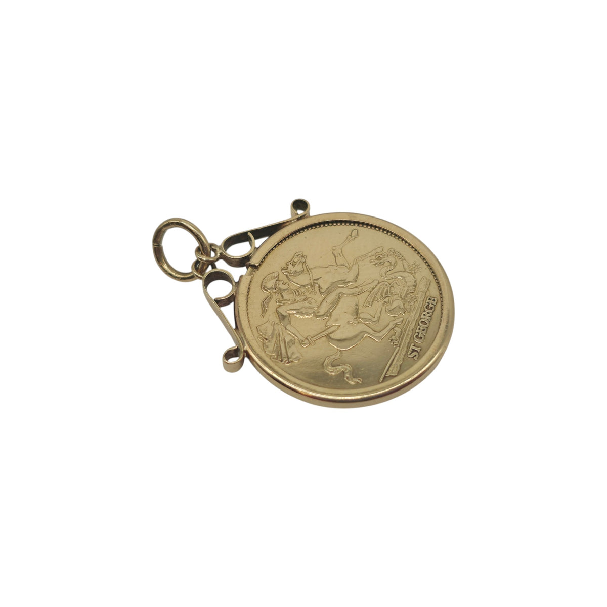 9ct 375 Yellow Gold St George Medallion Pendant 1992 L 2.3 cm 3.5 g.
