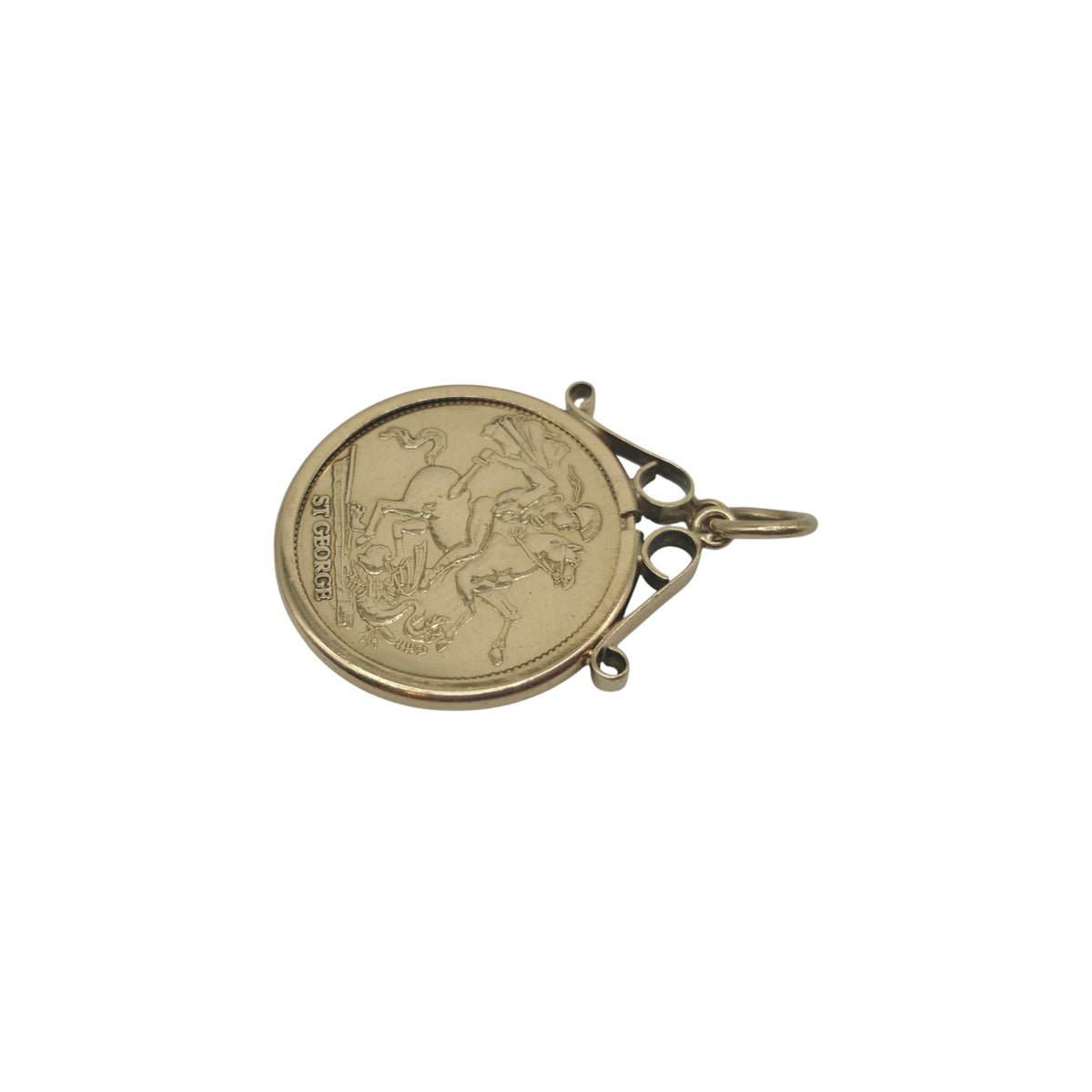 9ct 375 Yellow Gold St George Medallion Pendant 1992 L 2.3 cm 3.5 g.