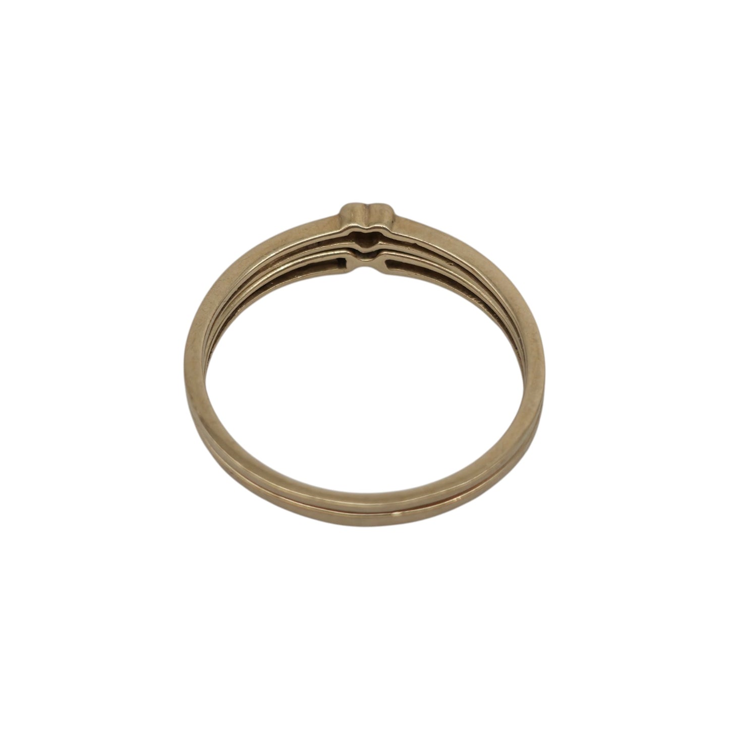 9ct 375 Yellow Gold & Diamonds Pair Of Stackable Rings Size S 2.5 g.