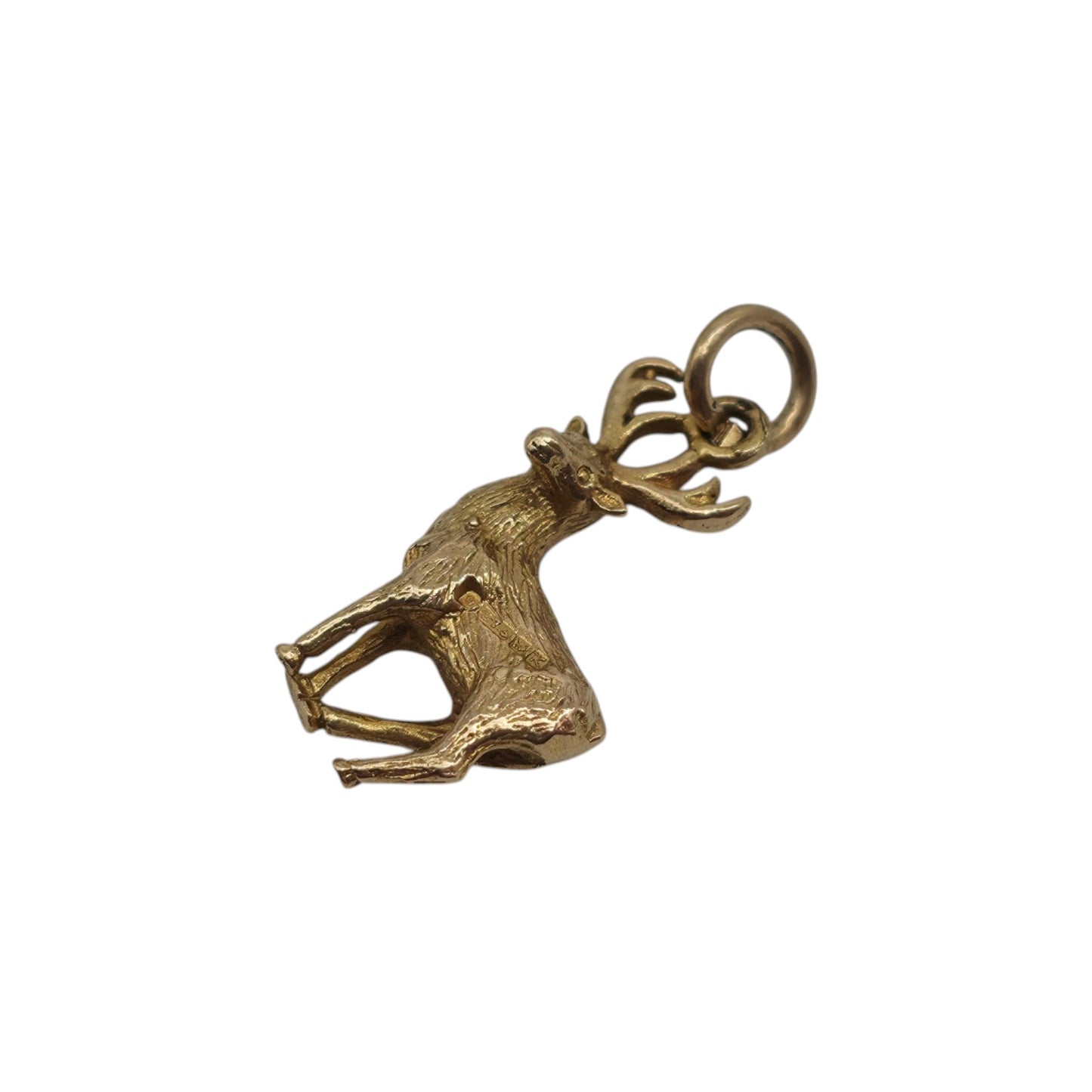 9ct 375 Yellow Gold Stag Charm 1959 L 1.5 cm 1.8 g.