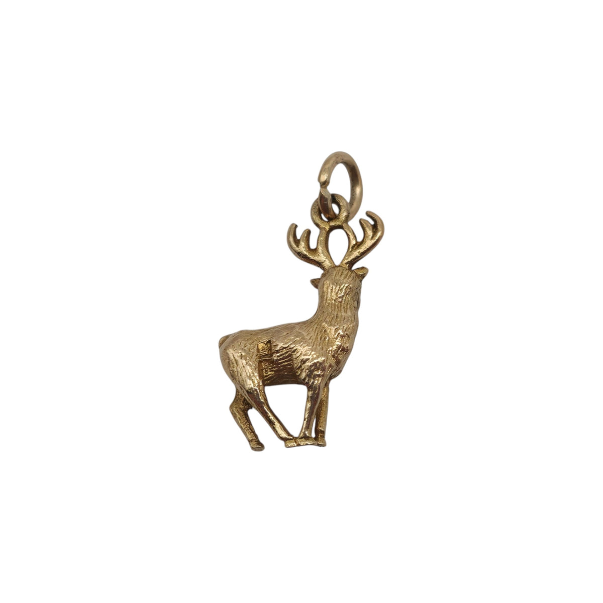 9ct 375 Yellow Gold Stag Charm 1959 L 1.5 cm 1.8 g.