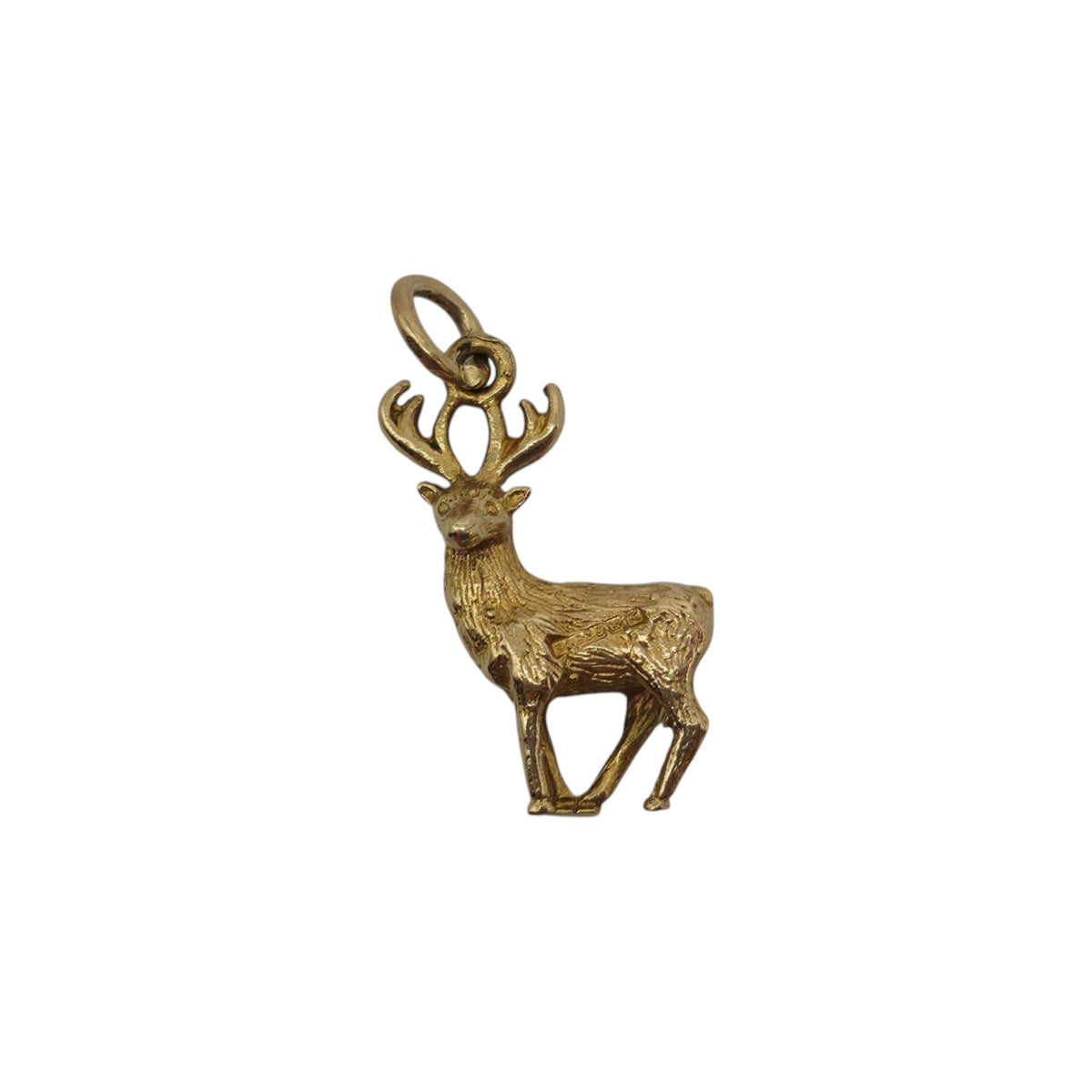 9ct 375 Yellow Gold Stag Charm 1959 L 1.5 cm 1.8 g.