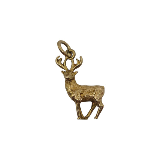 9ct 375 Yellow Gold Stag Charm 1959 L 1.5 cm 1.8 g.