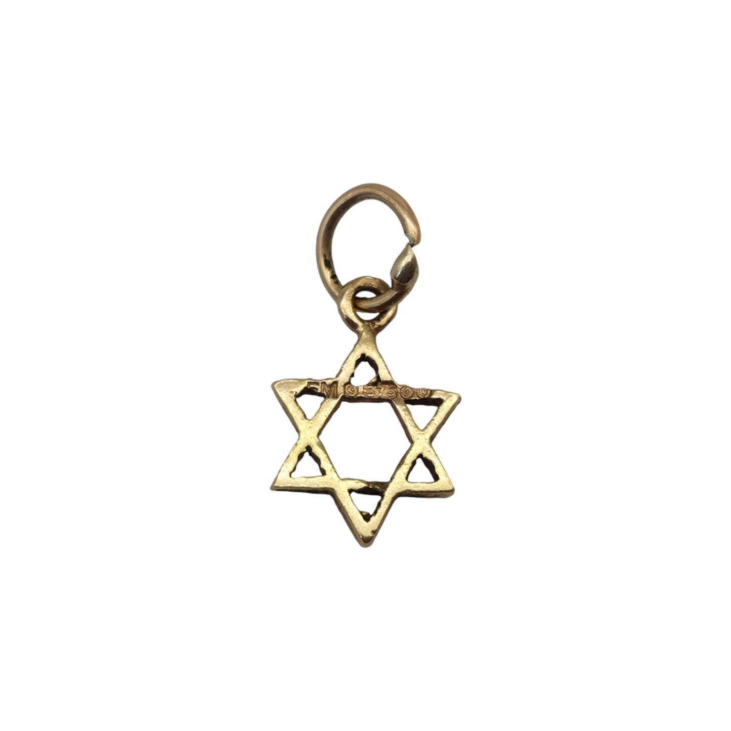 Petite 9ct 375 Yellow Gold Star Of David Charm 1969 L 7 mm 0.2 g.