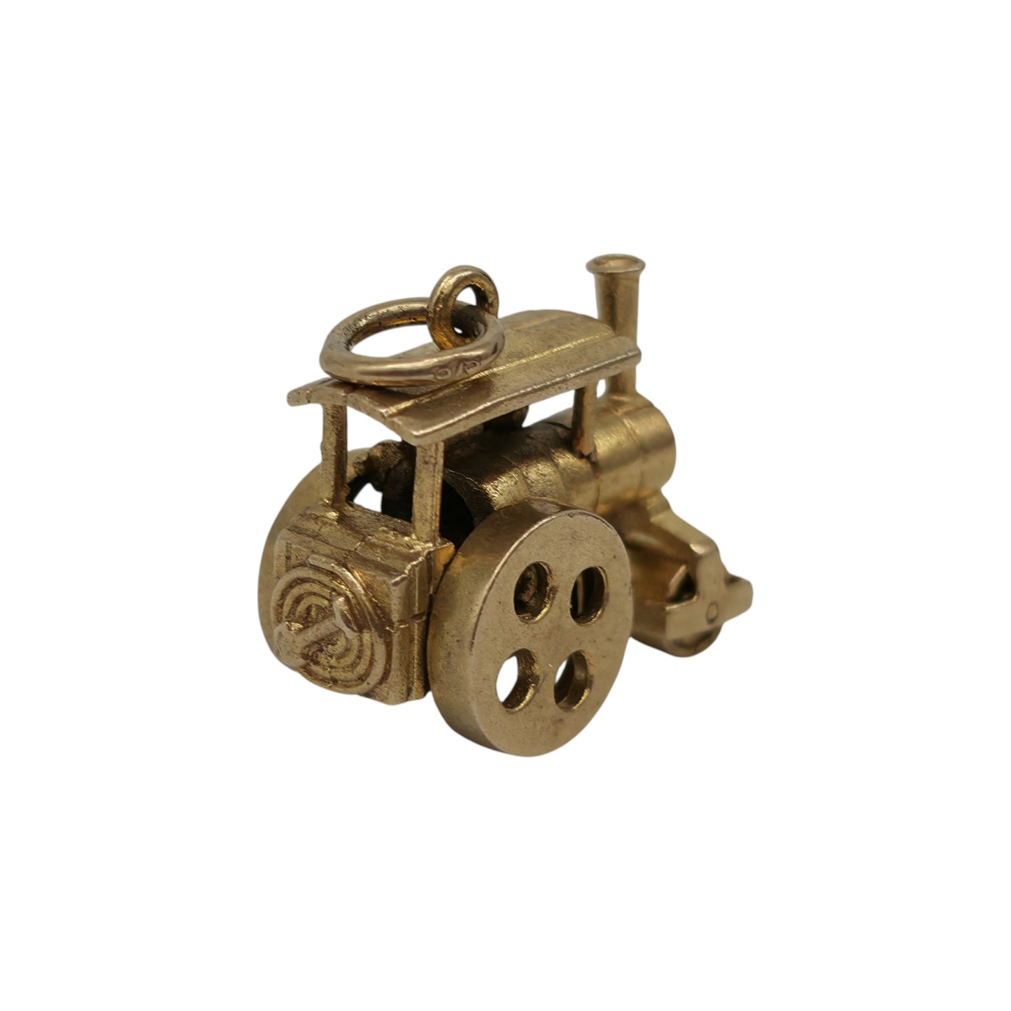 Heavy 9ct 375 Yellow Gold Steamroller Charm 1964 L 1.6 cm 4.8 g.