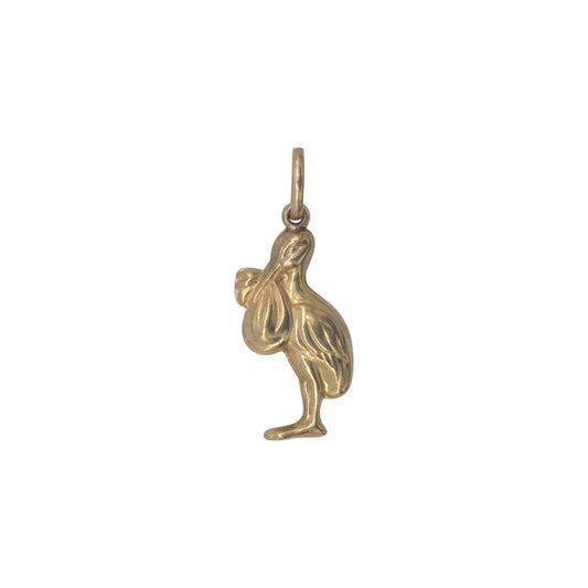 9ct 375 Yellow Gold Stork With Baby Charm L 2.0 cm 0.8 g.