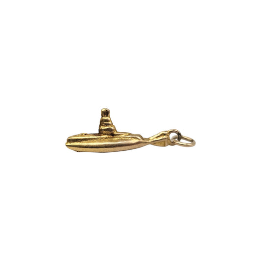 Rare 9ct Yellow Gold Submarine Charm c.1940's L 2.0 cm 2.2 g.