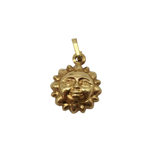 9ct Yellow Gold Sun Face Charm L 1.0 cm 0.4 g.