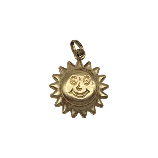 9ct 375 Yellow Gold Sun Face Charm L 1.4 cm 0.9 g.