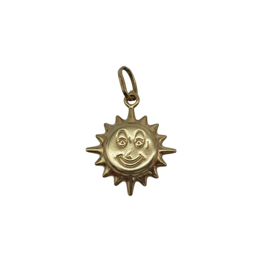 9ct 375 Yellow Gold Sun Face Charm L 1.8 cm 1.5 g.