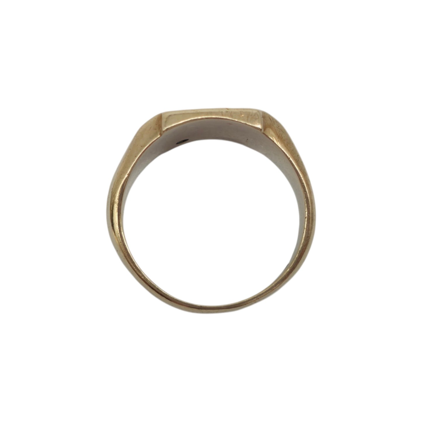 9ct 375 Yellow Gold Sunburst Signet Ring With Diamond 1969 Size P 7.9 g.