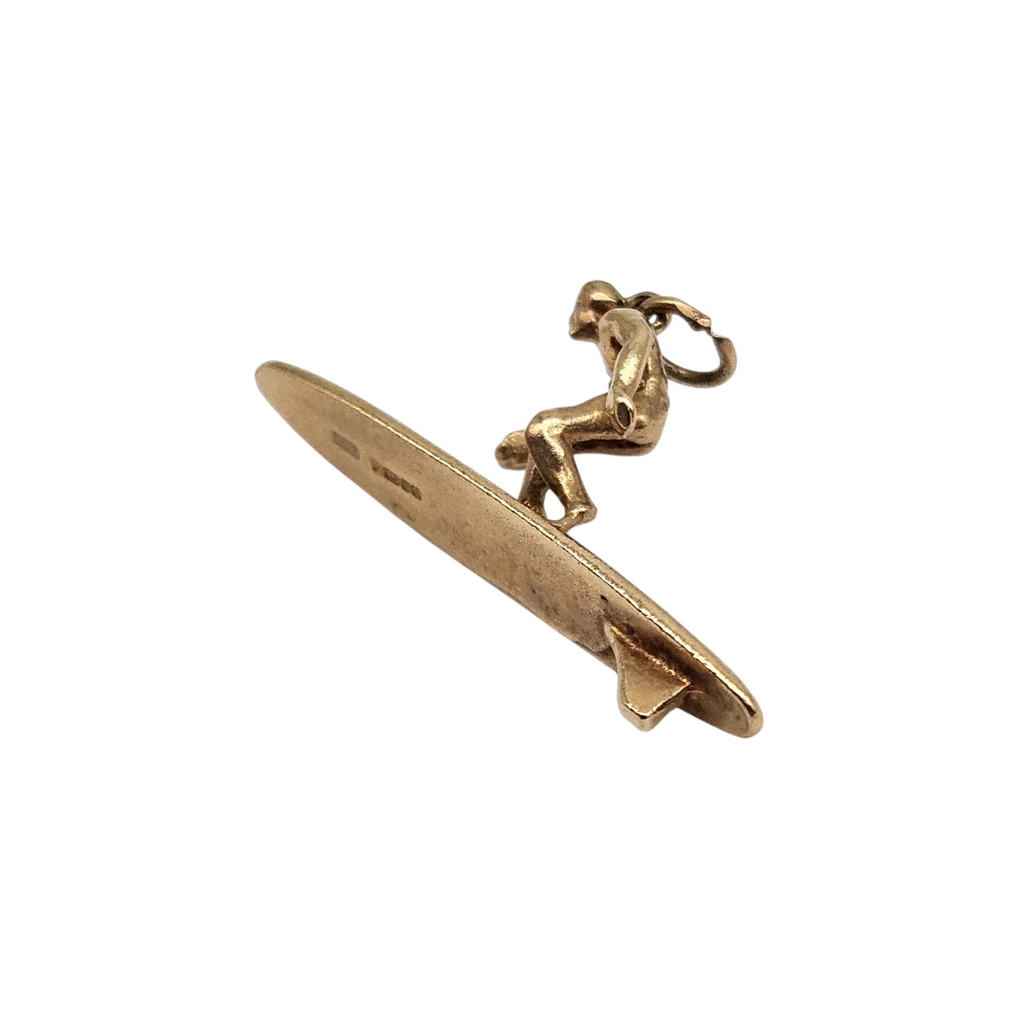 9ct 375 Yellow Gold Surfer Charm 1976 L 3.4 cm 4.2 g.
