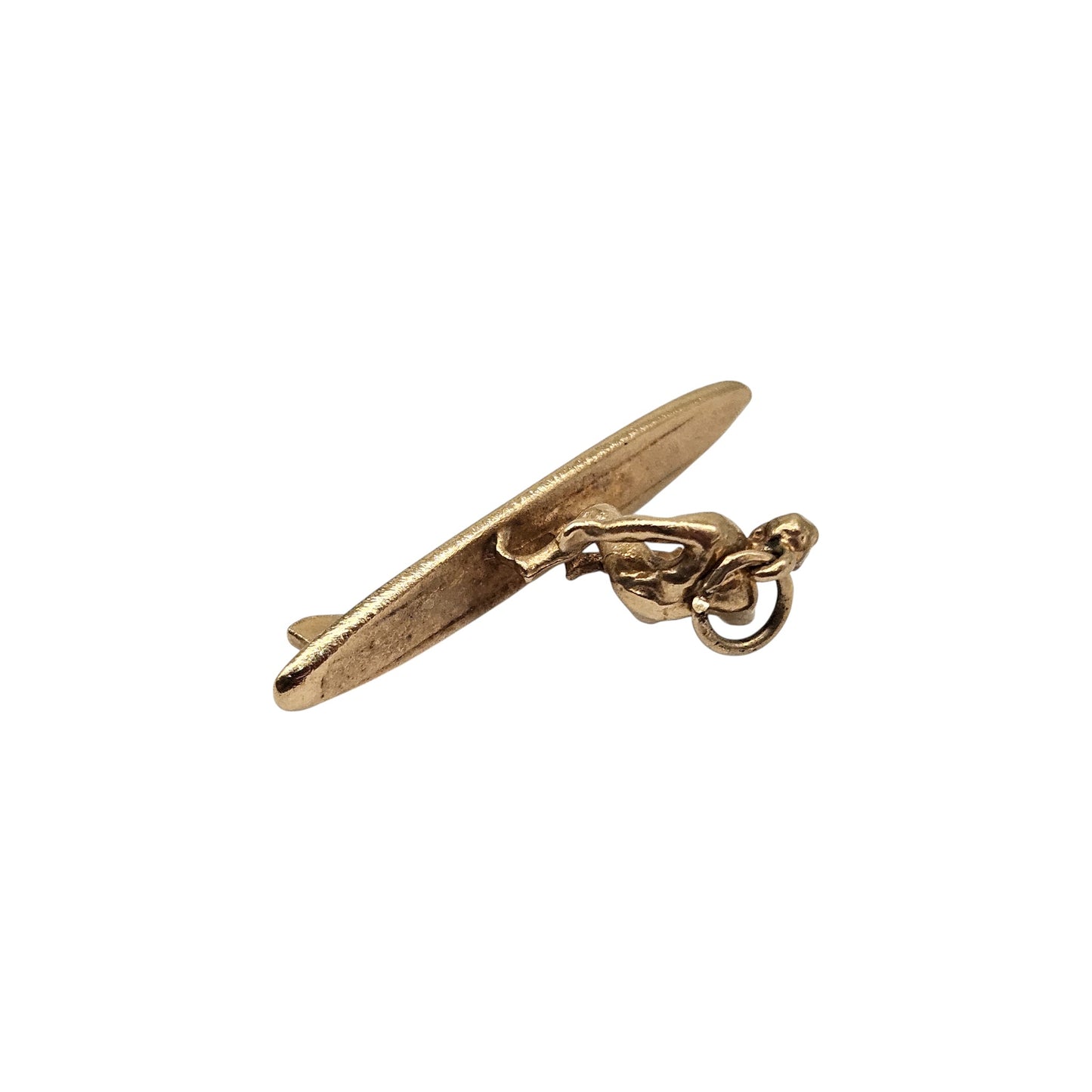 9ct 375 Yellow Gold Surfer Charm 1976 L 3.4 cm 4.2 g.