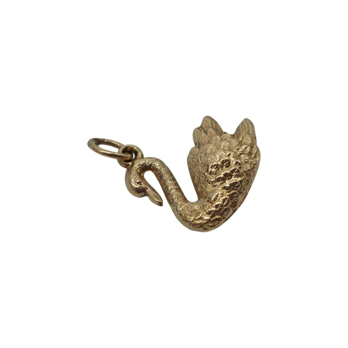 9ct 375 Yellow Gold Swan Charm 1967 L 1.6 cm 0.9 g.