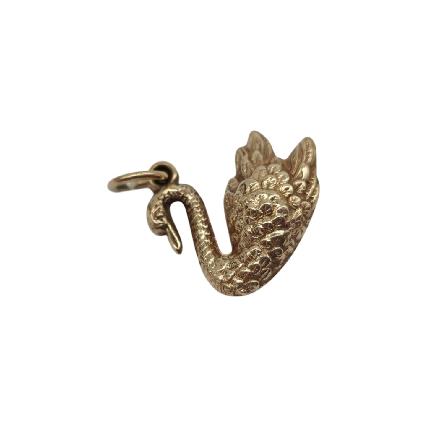 9ct 375 Yellow Gold Swan Charm 1963 L 1.6 cm 0.9 g.
