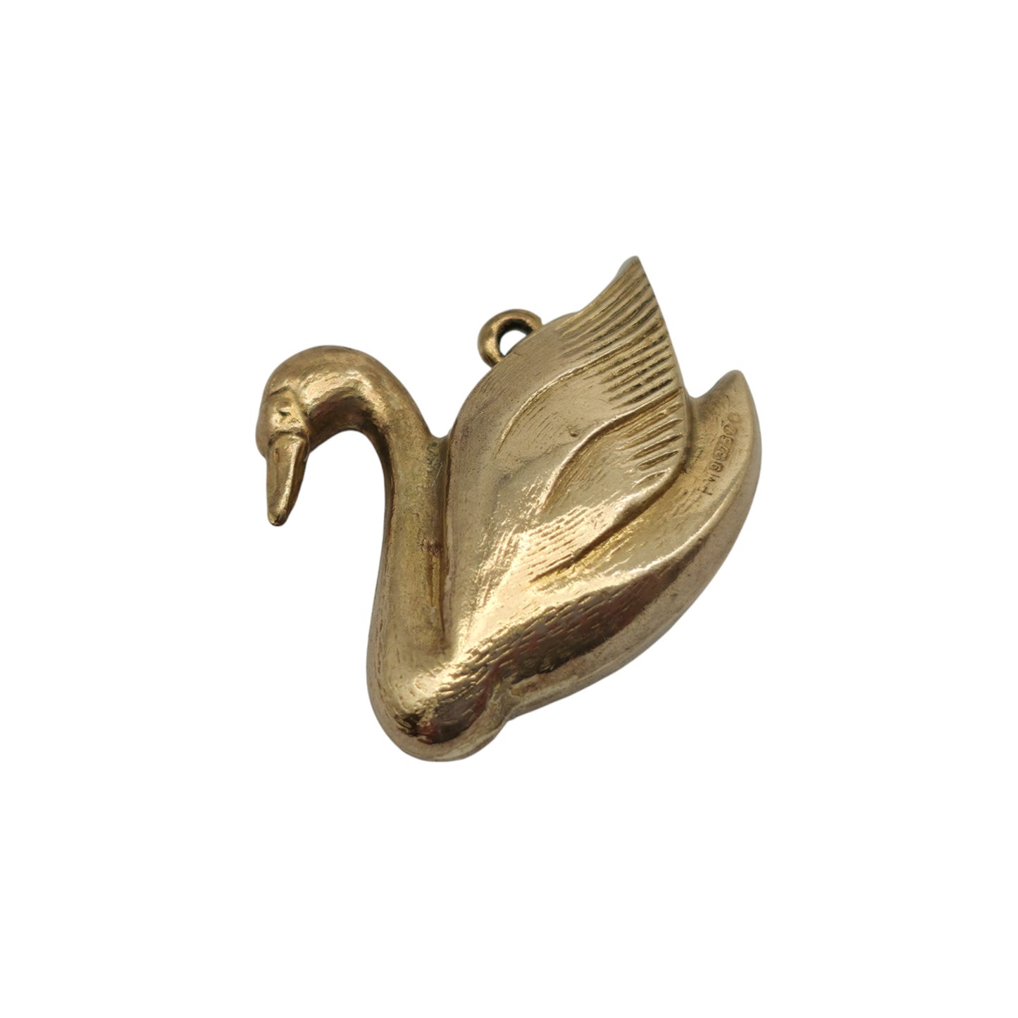 9ct 375 Yellow Gold Swan Charm 1966 L 2.1 cm 1.9 g.