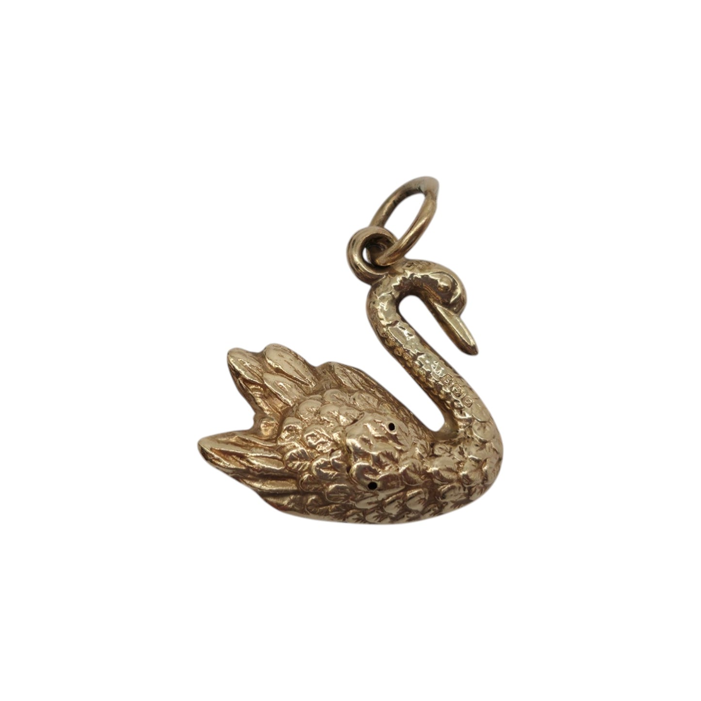 9ct 375 Yellow Gold Swan Charm 1963 L 1.6 cm 0.9 g.