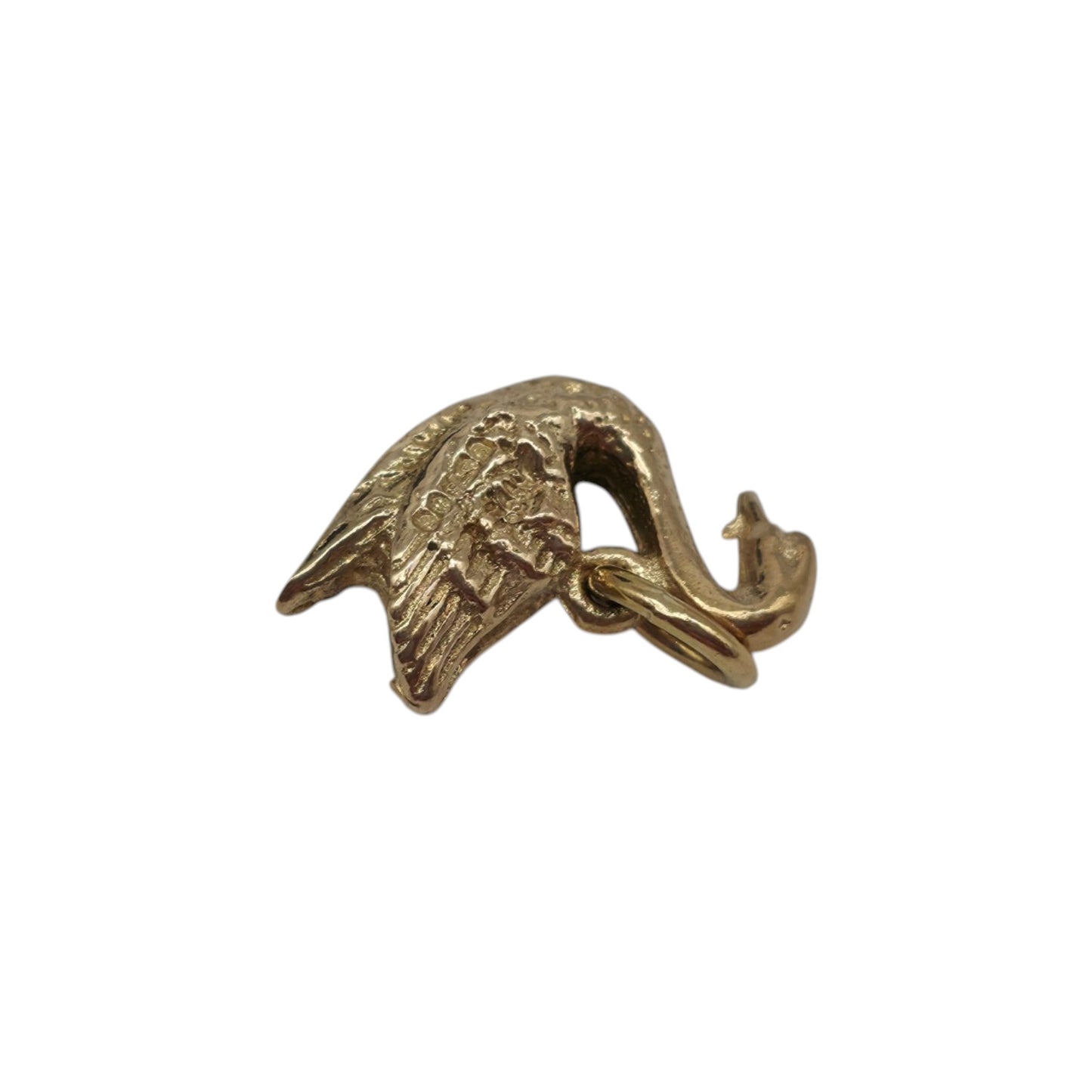 Cast 9ct 375 Yellow Gold Swan Charm 1967 L 1.2 cm 2.9 g.
